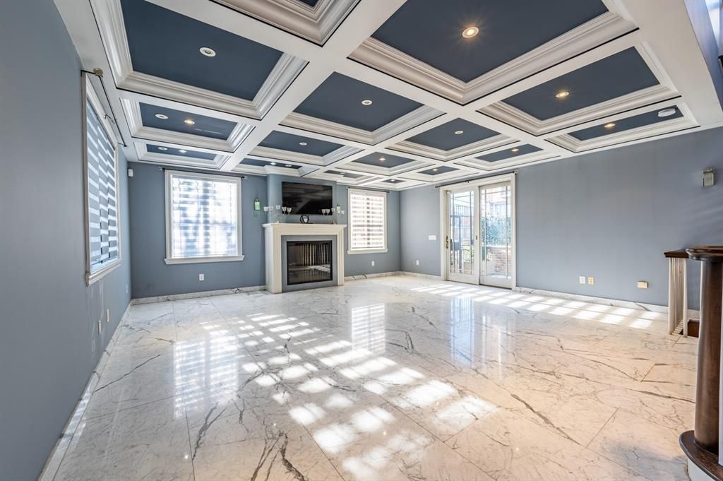 Empty room, Fireplace, Interior, Marble, Recessed Lighting