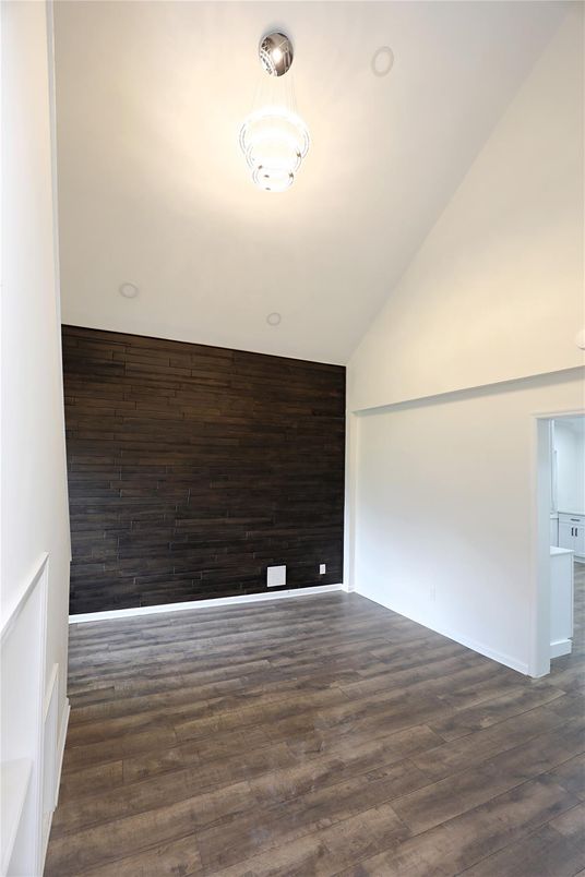 Empty room, Interior, Pendant Lights, Wood Texture Flooring, Wooden Walls