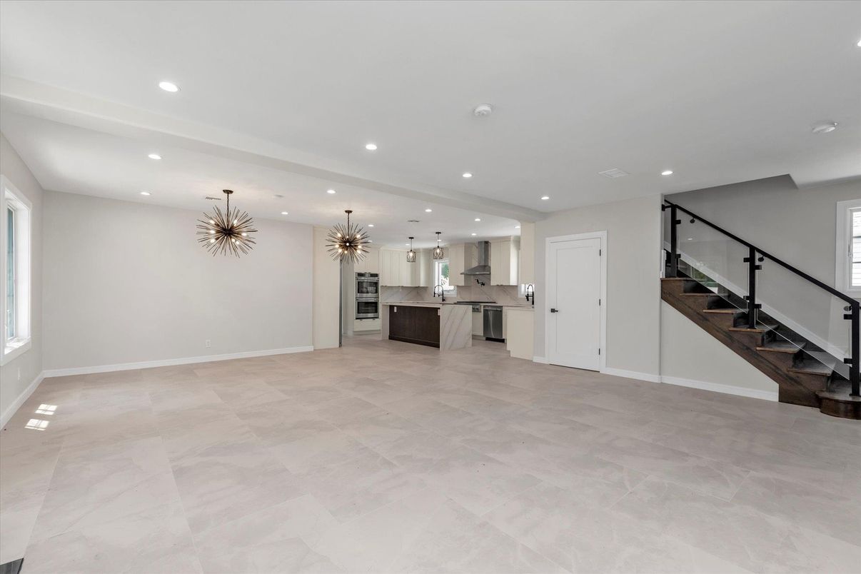 Empty room, Interior, Kitchen, Pendant Lights, Recessed Lighting