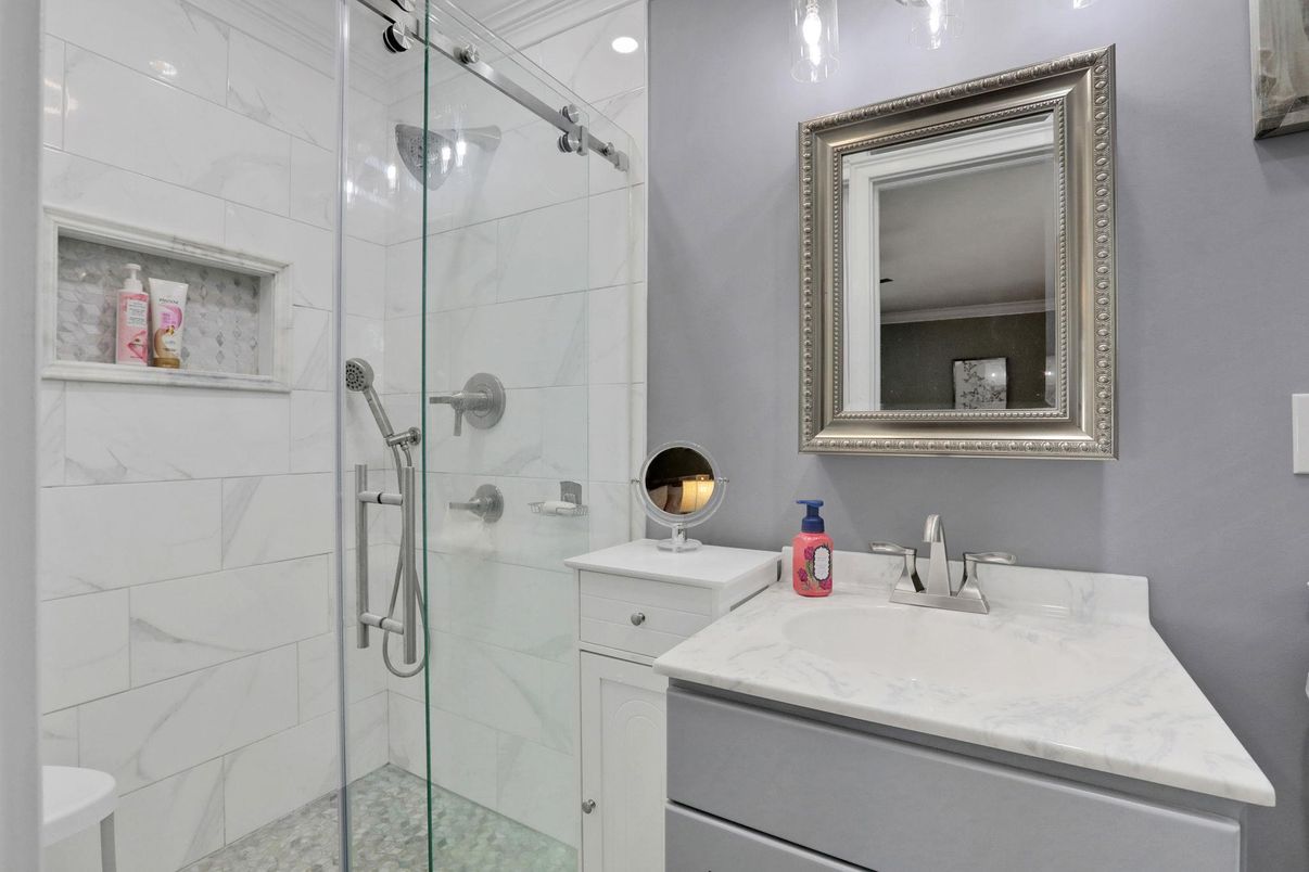 Bathroom, Glass Shower, Interior, Marble Walls