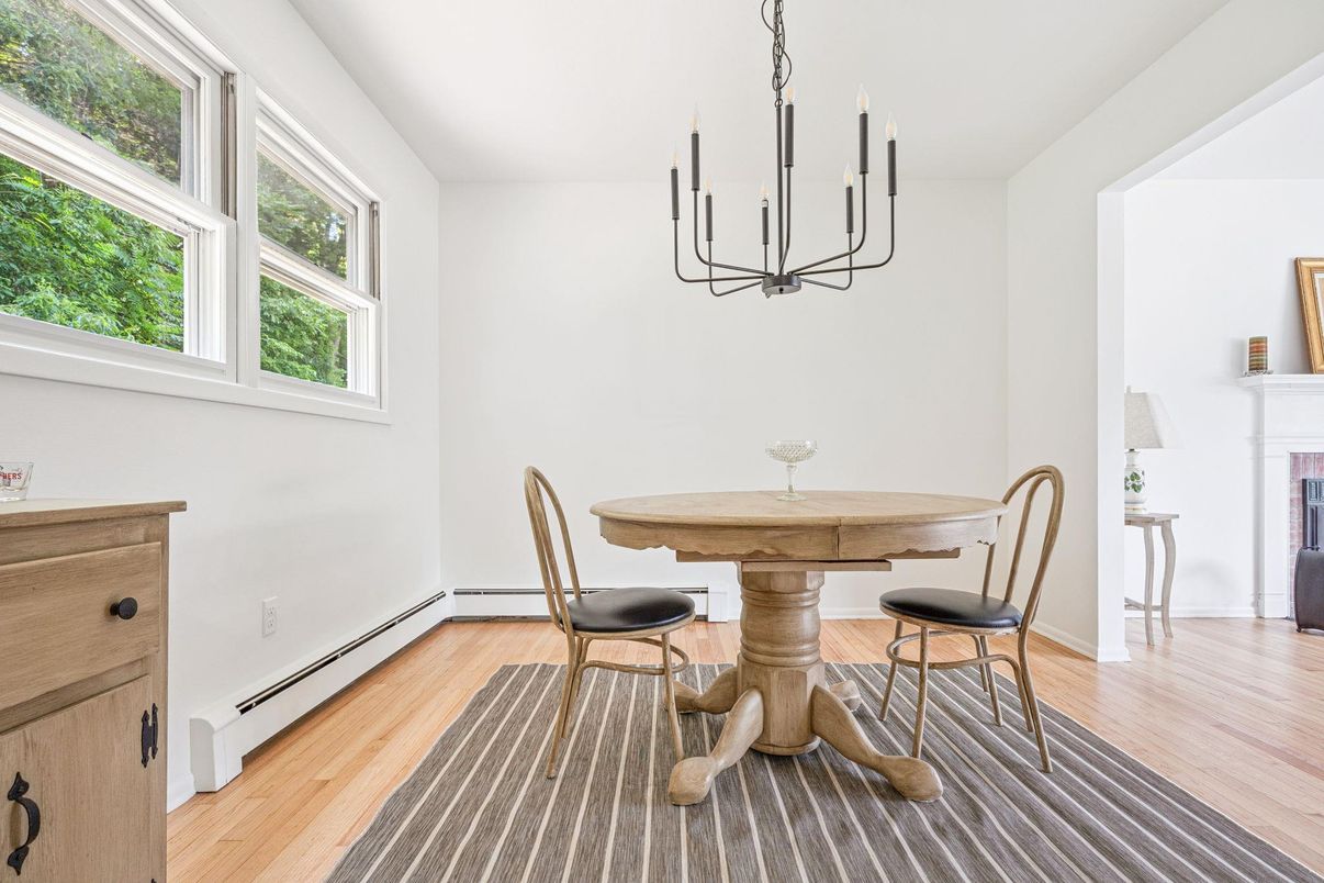 Chandelier, Dining room, Interior, Wood Texture Flooring
