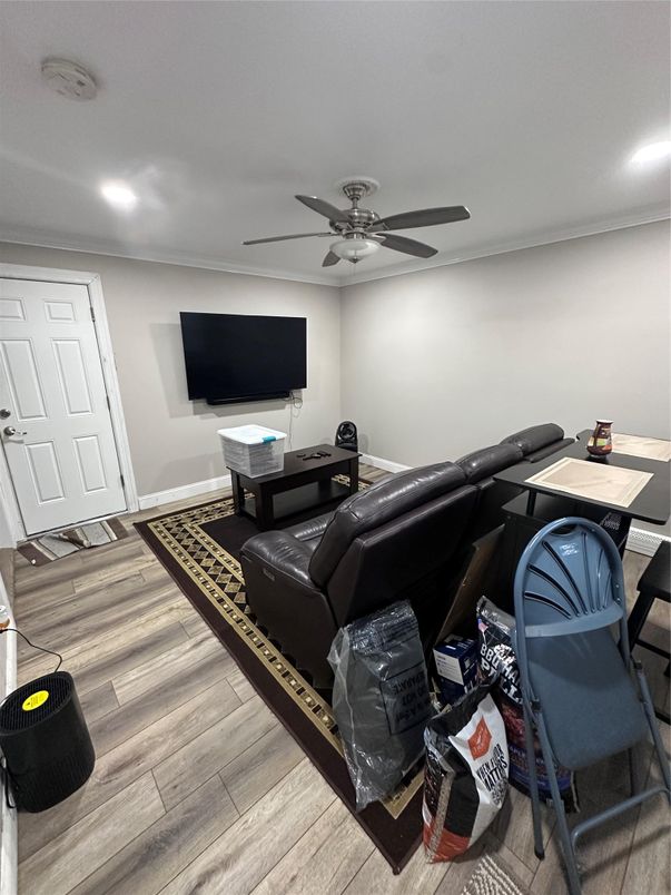 Home Theatre Room, Interior, Recessed Lighting, Wood Texture Flooring