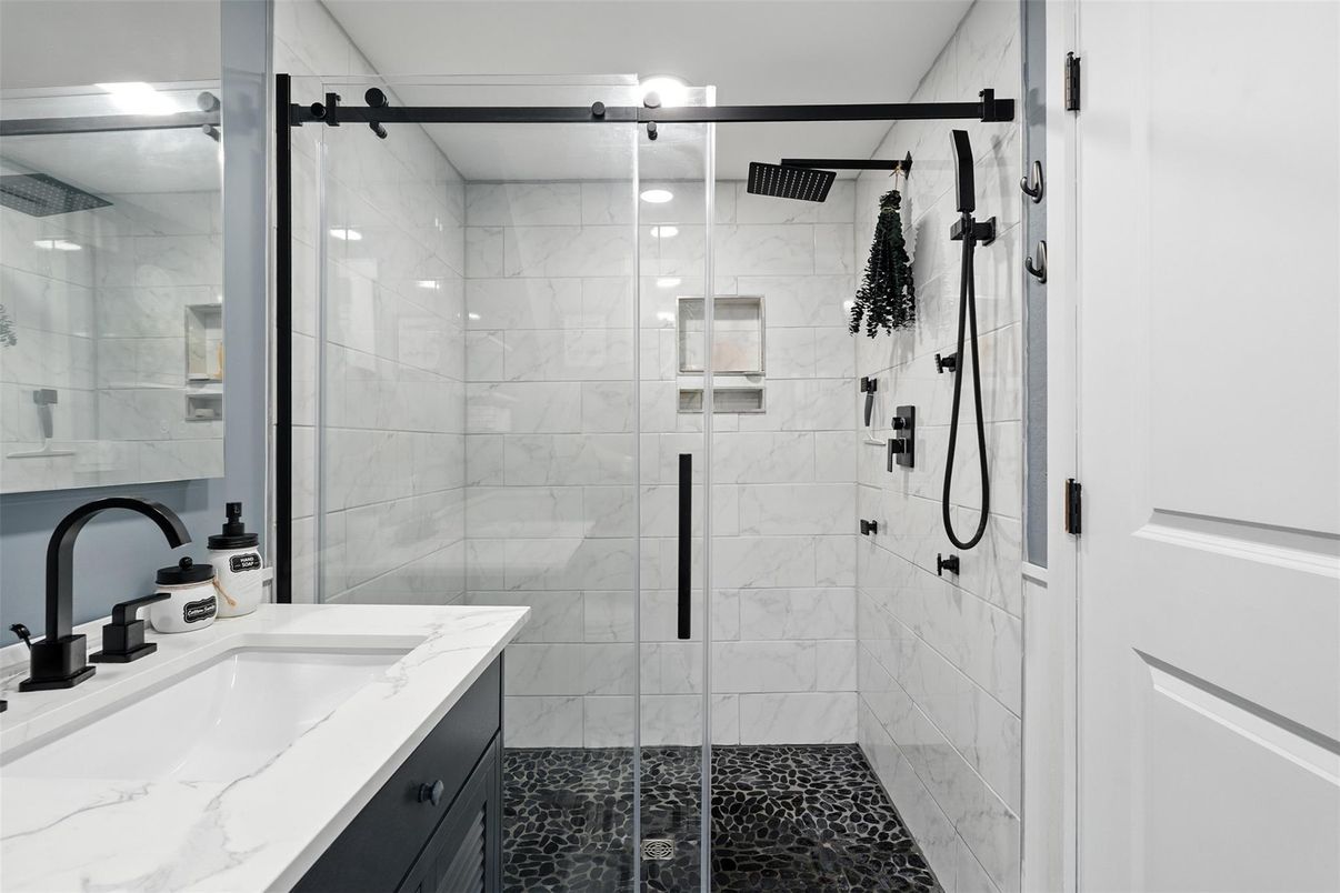 Bathroom, Glass Shower, Interior, Marble Walls