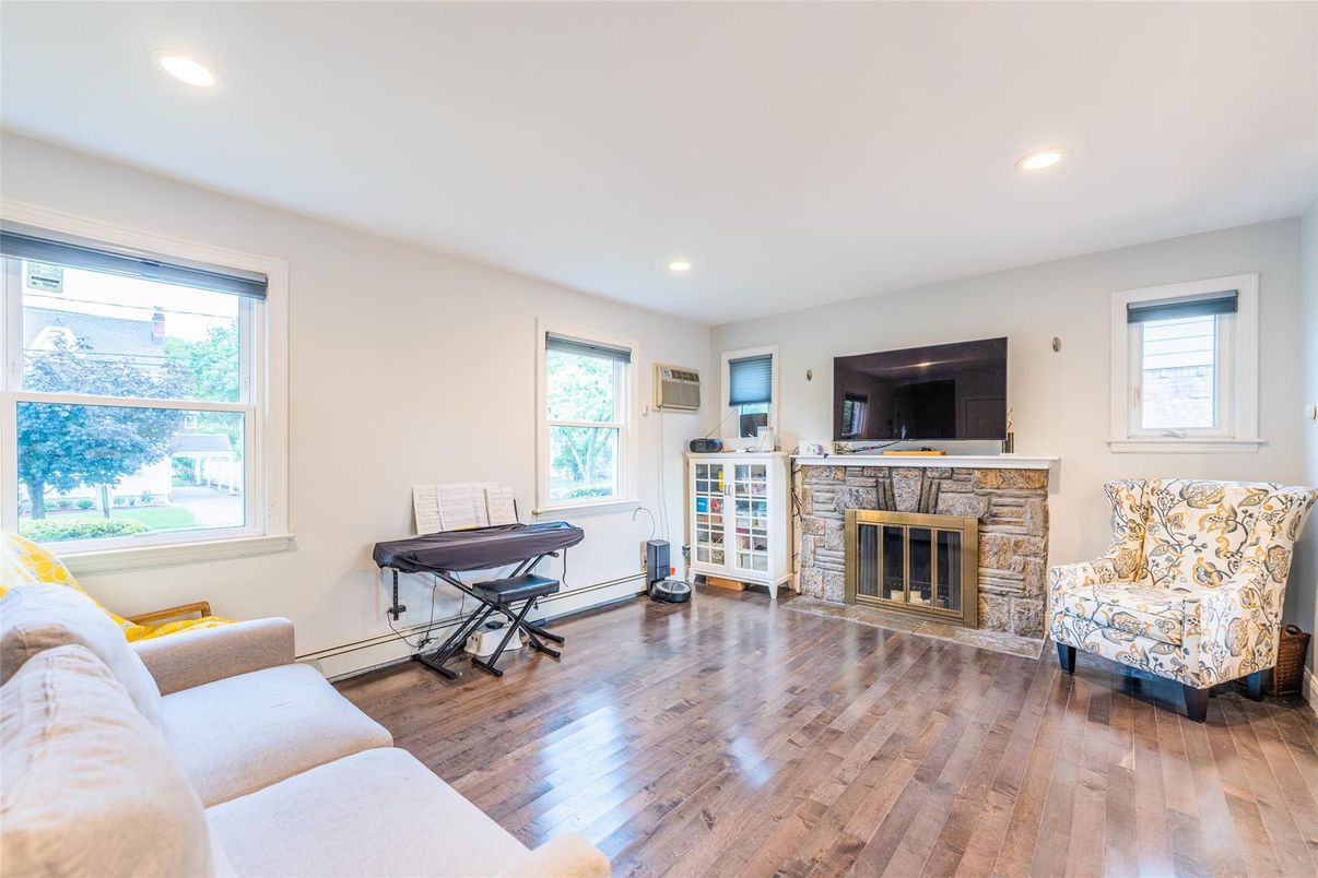 Fireplace, Interior, Recessed Lighting, Wood Texture Flooring