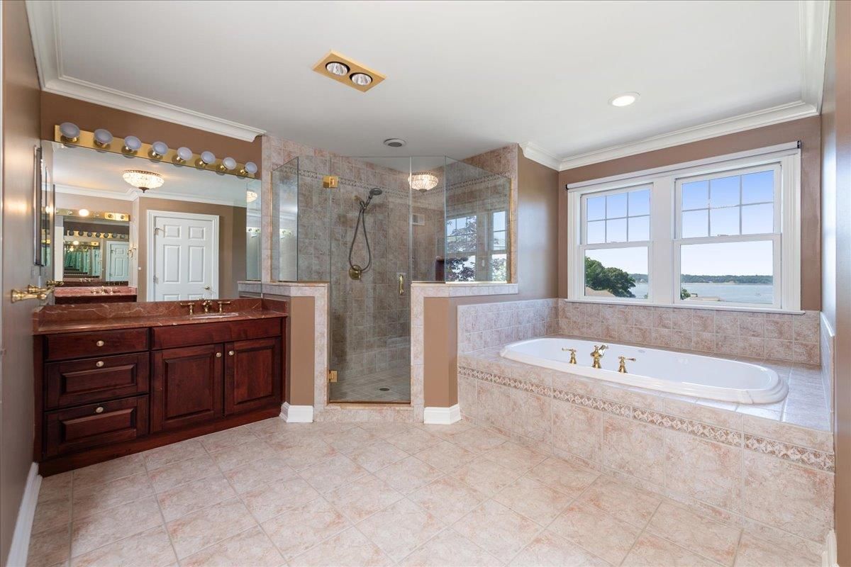 Bathroom, Glass Shower, Interior, Recessed Lighting