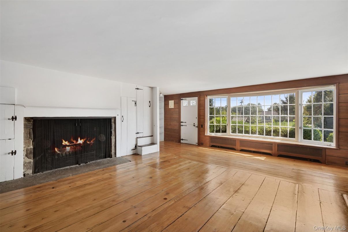 Empty room, Fireplace, Interior, Wood Texture Flooring, Wooden Walls