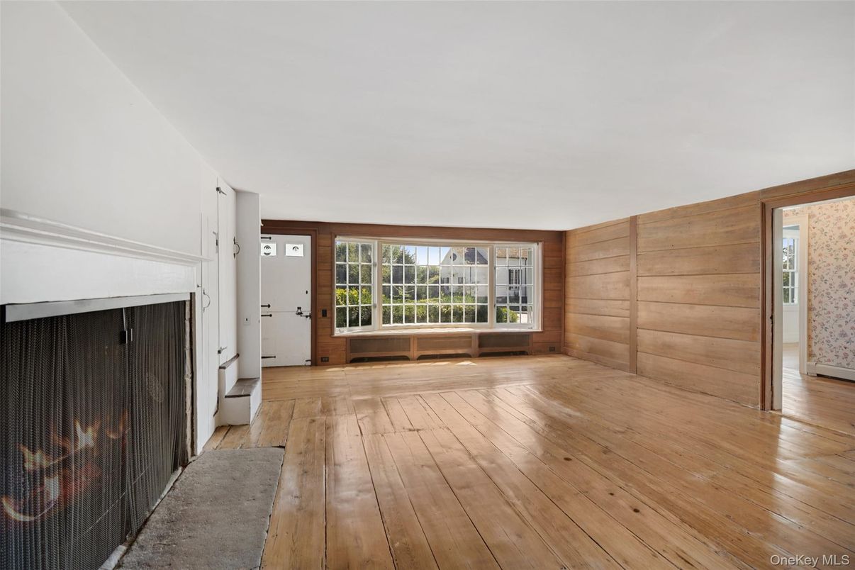 Empty room, Fireplace, Interior, Wood Texture Flooring, Wooden Walls