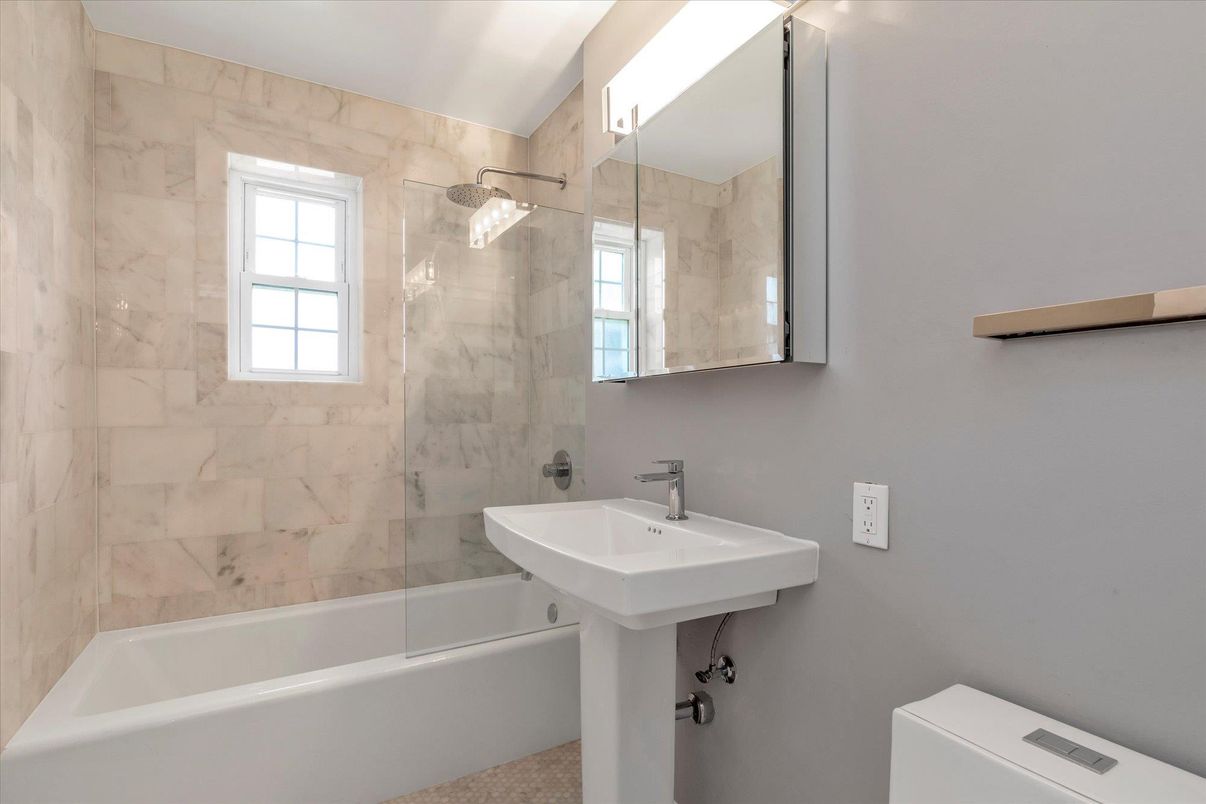 Bathroom, Glass Shower, Interior, Marble Walls