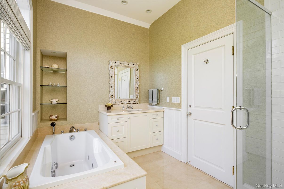 Bathroom, Dual Sink Vanities, Glass Shower, Interior, Recessed Lighting
