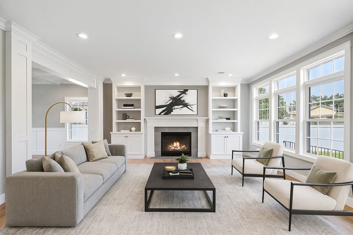Fireplace, Interior, Living room, Recessed Lighting