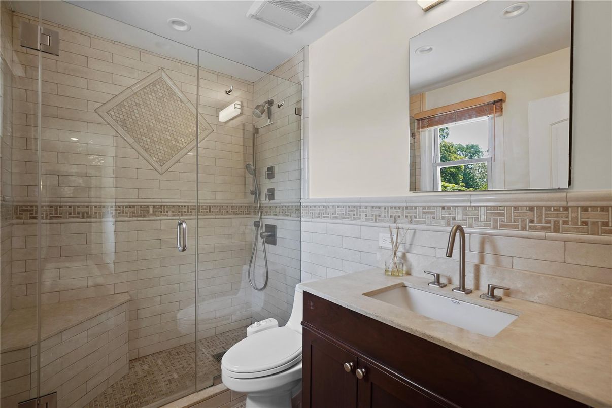 Bathroom, Glass Shower, Interior, Recessed Lighting