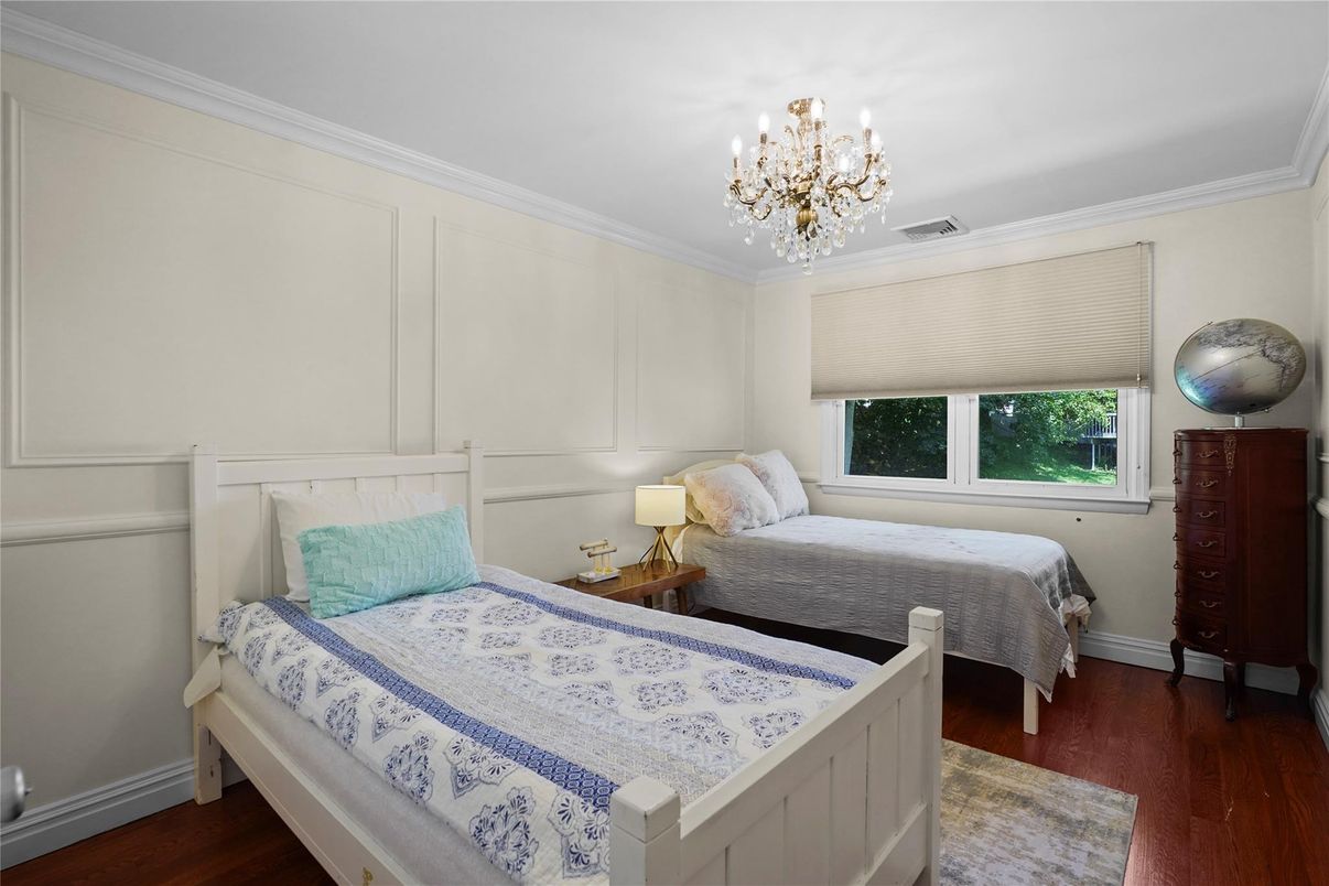 Bedroom, Chandelier, Interior, Wood Texture Flooring