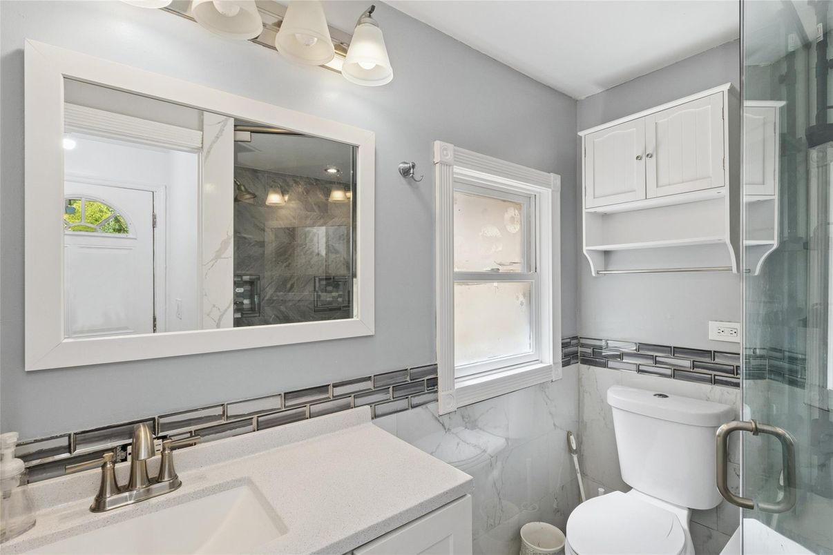 Bathroom, Glass Shower, Interior, Marble Walls