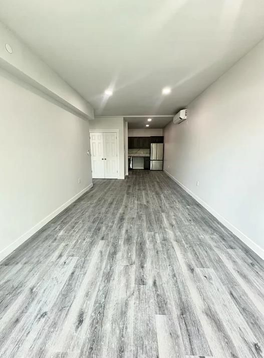 Empty room, Interior, Kitchen, Recessed Lighting, Wood Texture Flooring