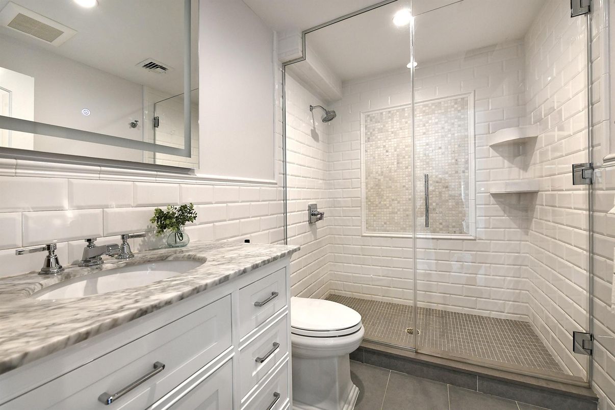 Bathroom, Glass Shower, Interior, Recessed Lighting