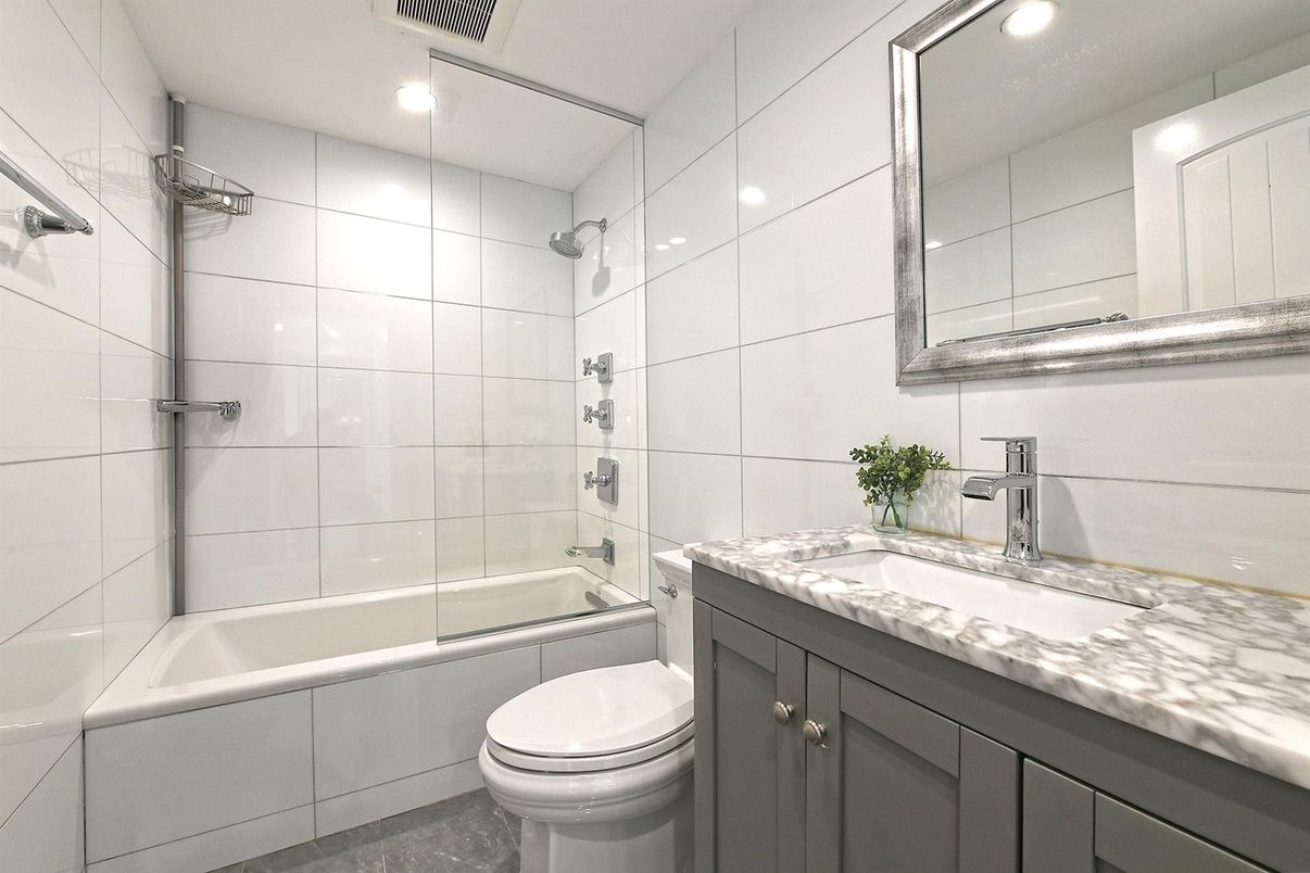 Bathroom, Glass Shower, Interior, Recessed Lighting