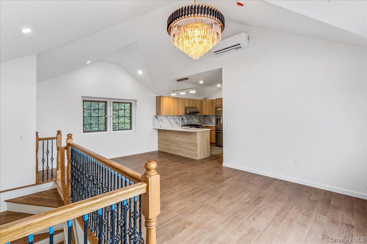 Chandelier, Interior, Kitchen, Recessed Lighting, Wood Texture Flooring