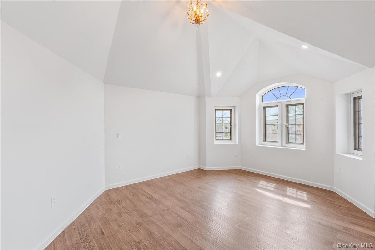 Chandelier, Empty room, Interior, Recessed Lighting, Wood Texture Flooring
