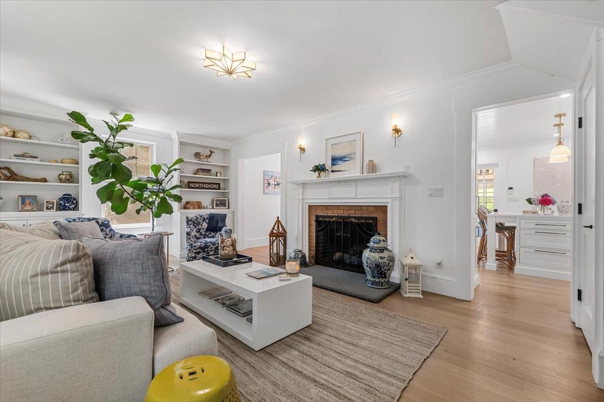 Fireplace, Interior, Living room, Pendant Lights, Wood Texture Flooring
