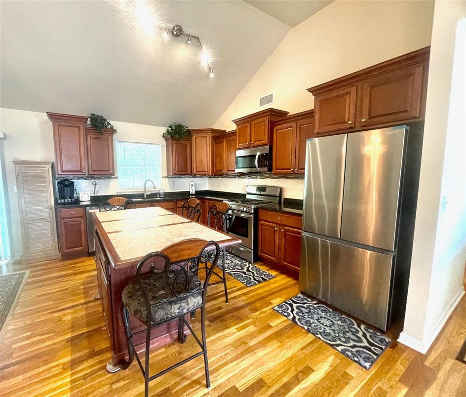 Interior, Kitchen, Stainless Steel Appliances, Wood Texture Flooring