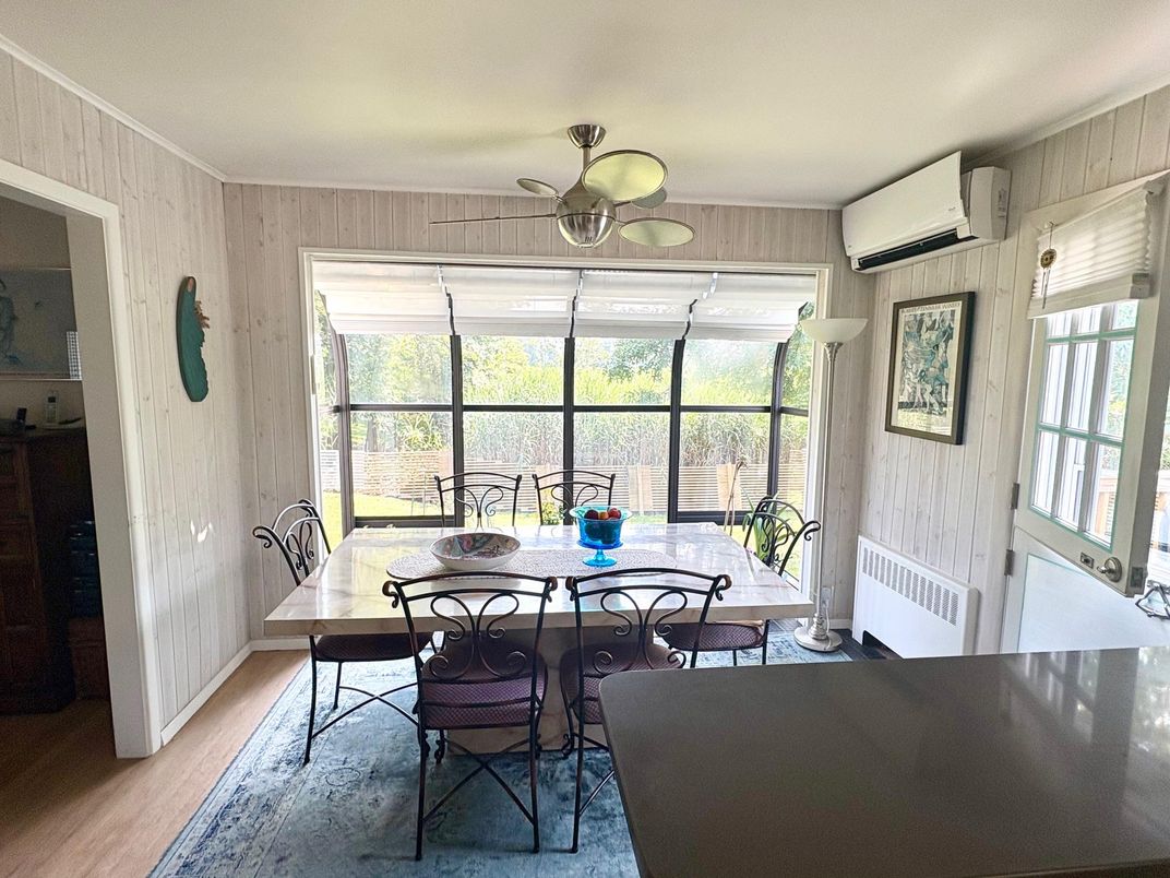 Dining room, Interior, Sun Room, Wood Texture Flooring