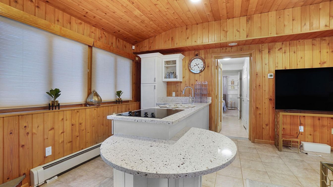 Interior, Kitchen, Recessed Lighting, Wooden Ceilings, Wooden Walls