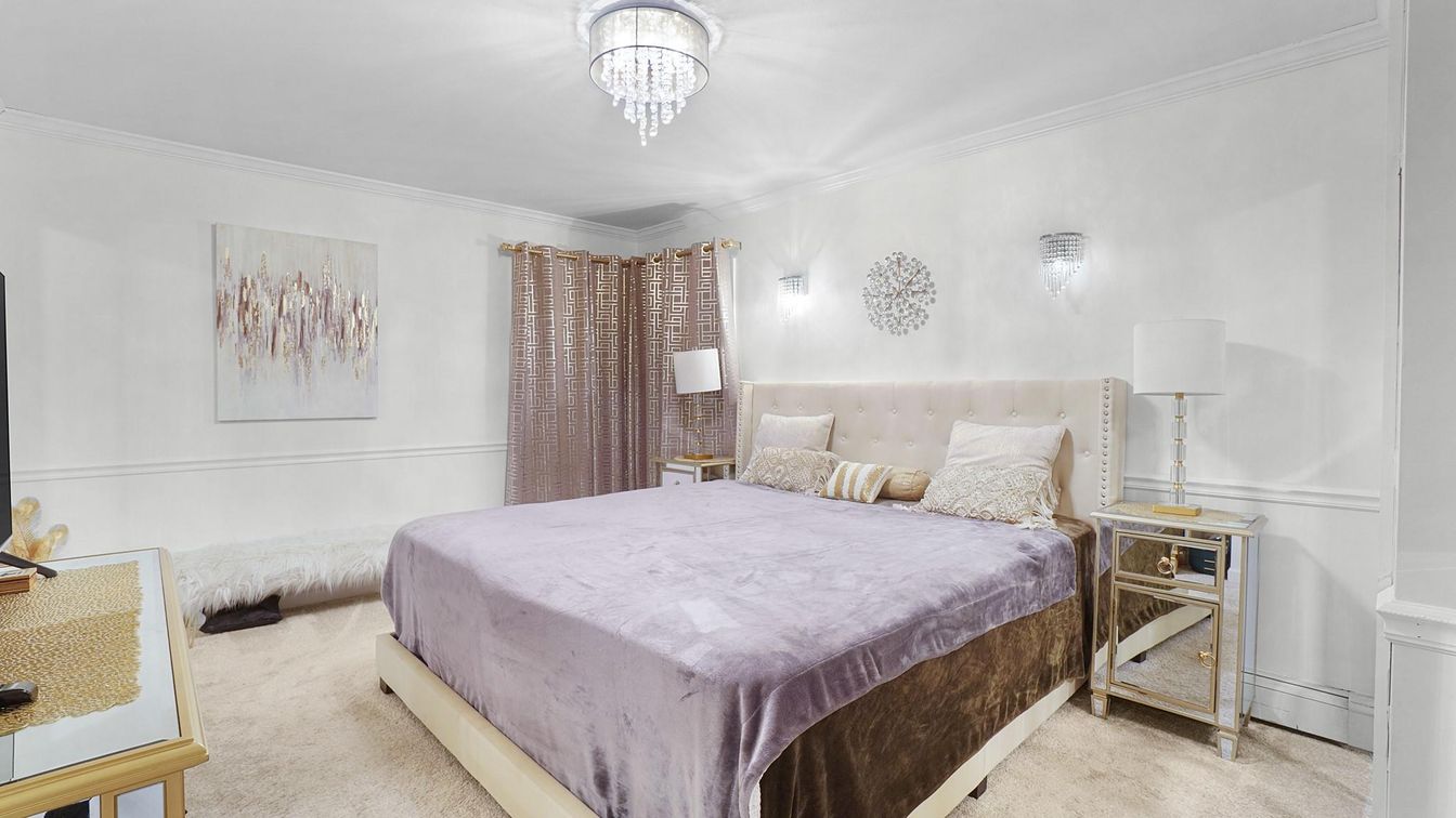 Bedroom, Chandelier, Interior