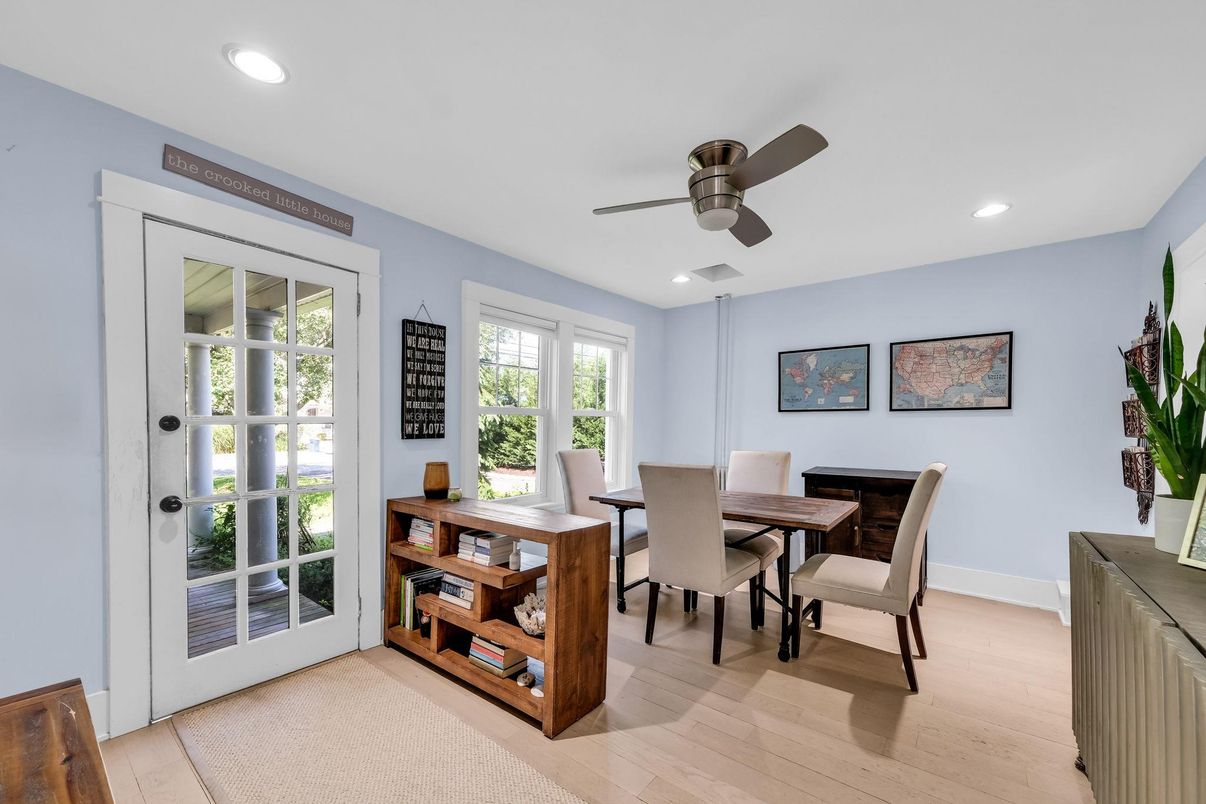 Dining room, Interior, Recessed Lighting, Wood Texture Flooring