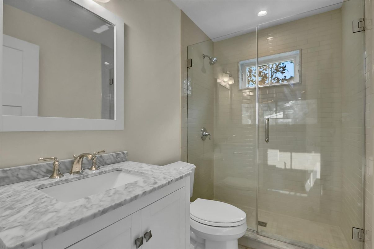 Bathroom, Glass Shower, Interior, Recessed Lighting