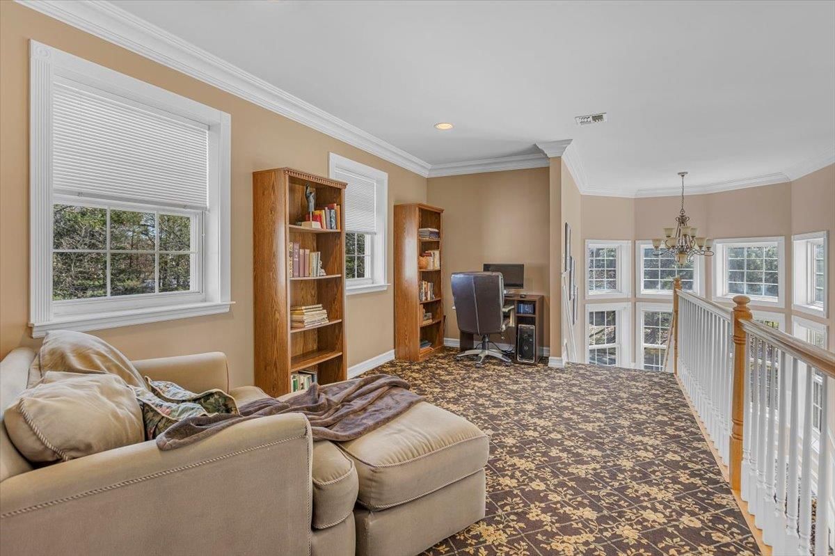 Chandelier, Home Office, Interior, Recessed Lighting
