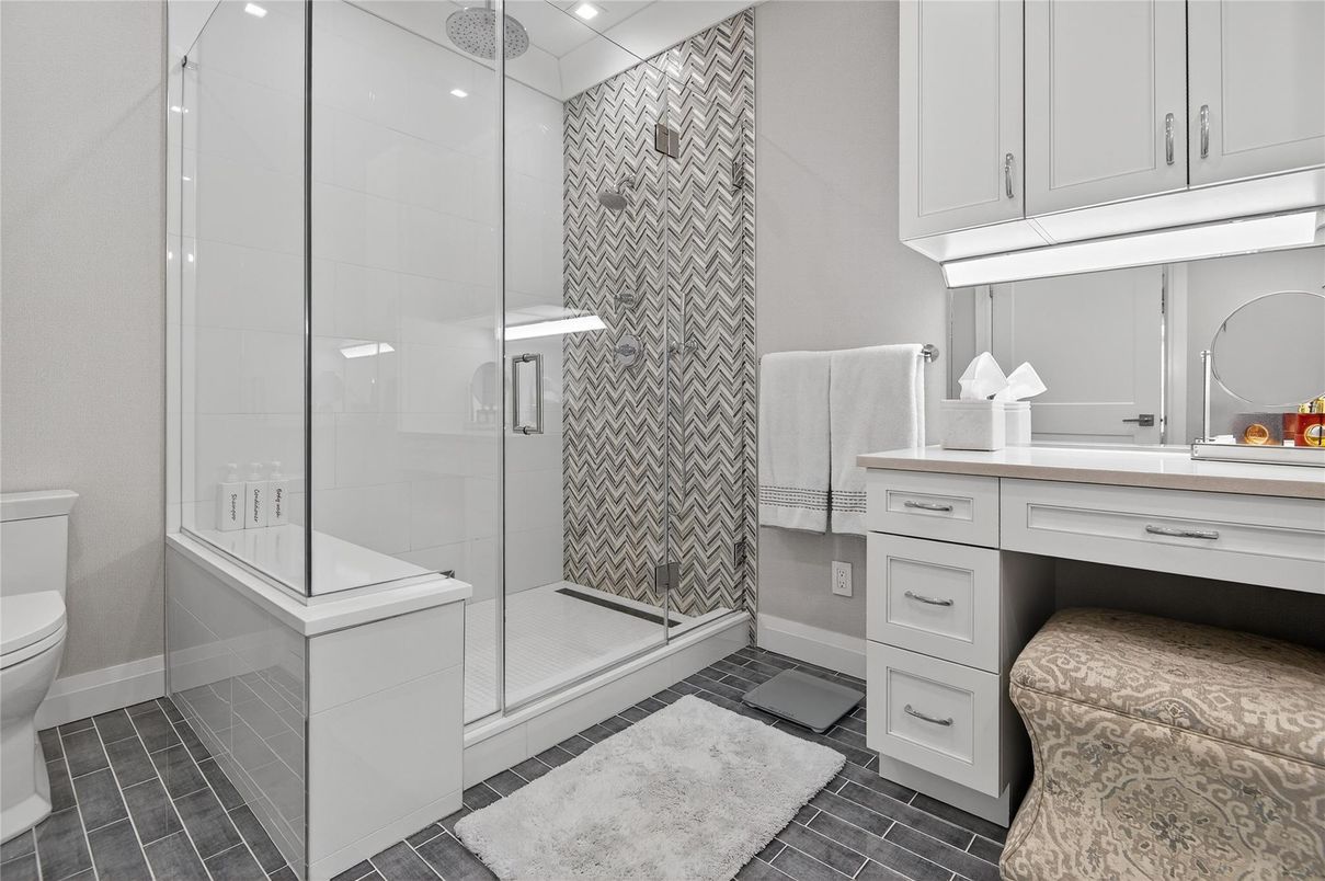 Bathroom, Glass Shower, Interior, Recessed Lighting