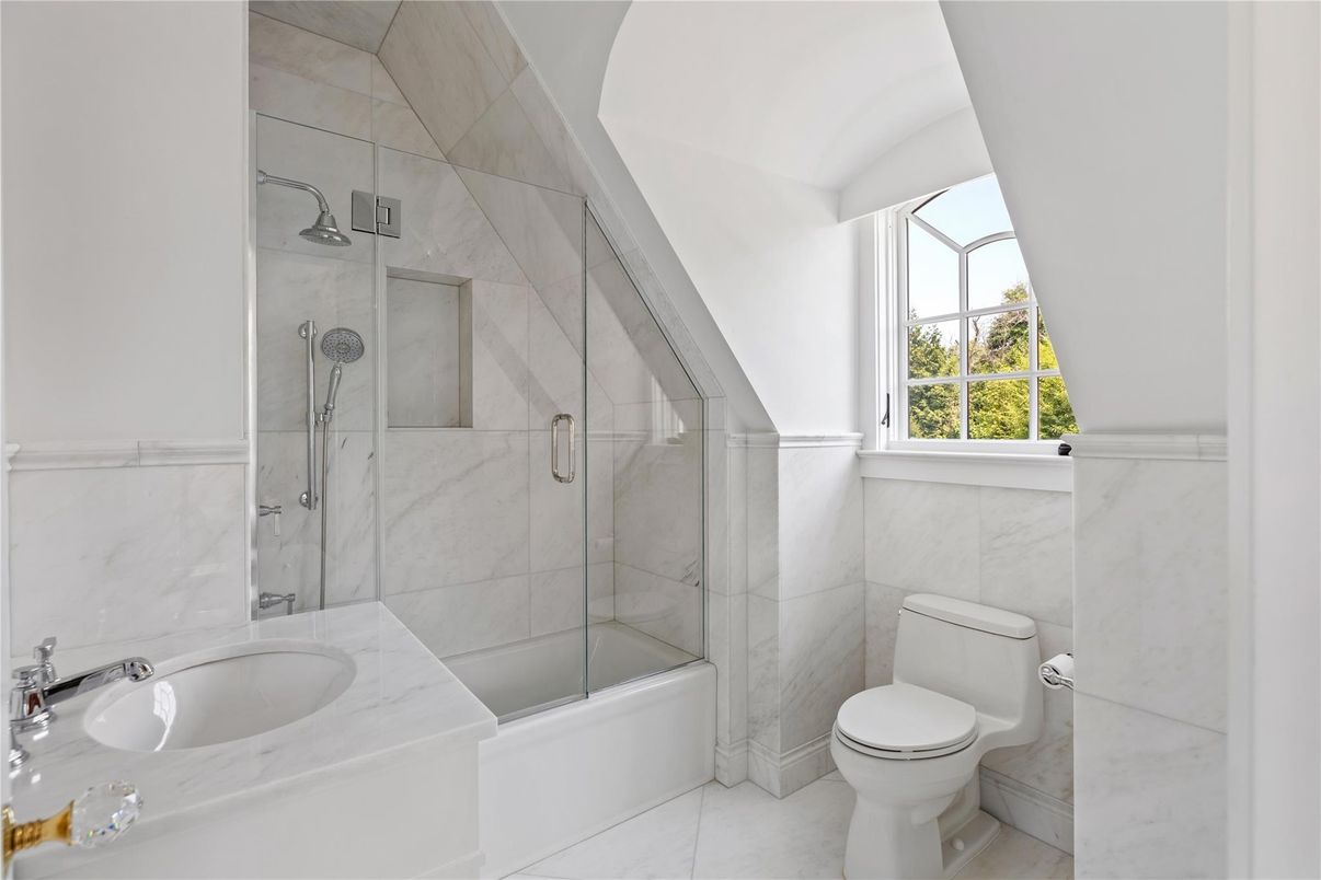 Bathroom, Glass Shower, Interior, Marble Walls