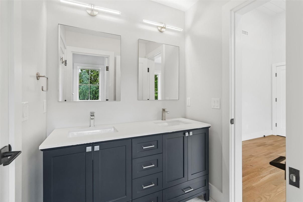Bathroom, Dual Sink Vanities, Interior, Wood Texture Flooring