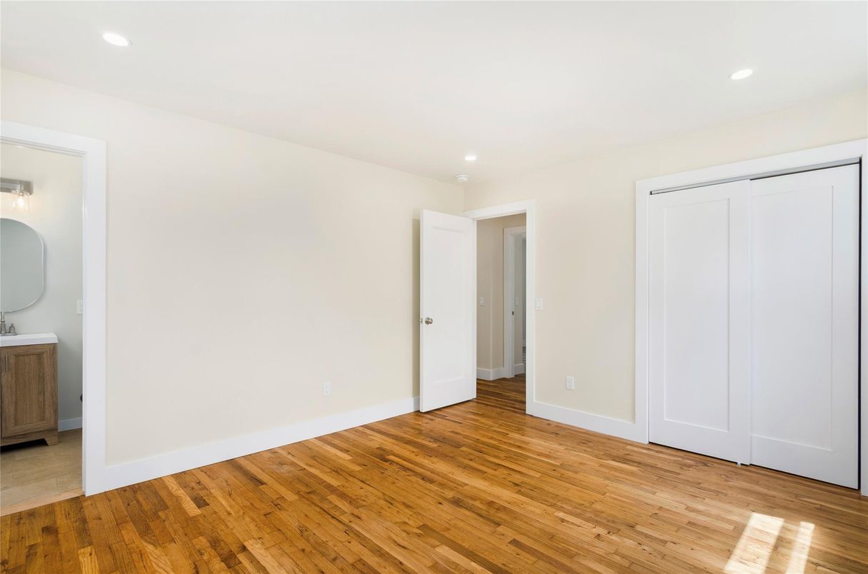Bathroom, Empty room, Interior, Recessed Lighting, Wood Texture Flooring