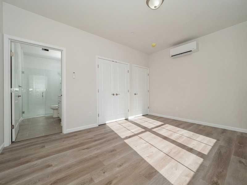 Bathroom, Empty room, Glass Shower, Interior, Wood Texture Flooring
