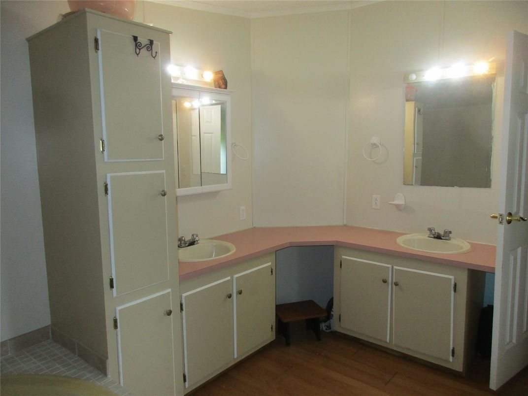 Bathroom, Dual Sink Vanities, Interior, Wood Texture Flooring