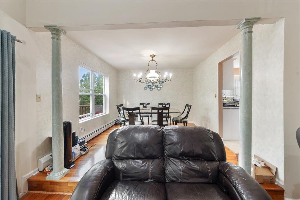 Chandelier, Dining room, Interior, Wood Texture Flooring