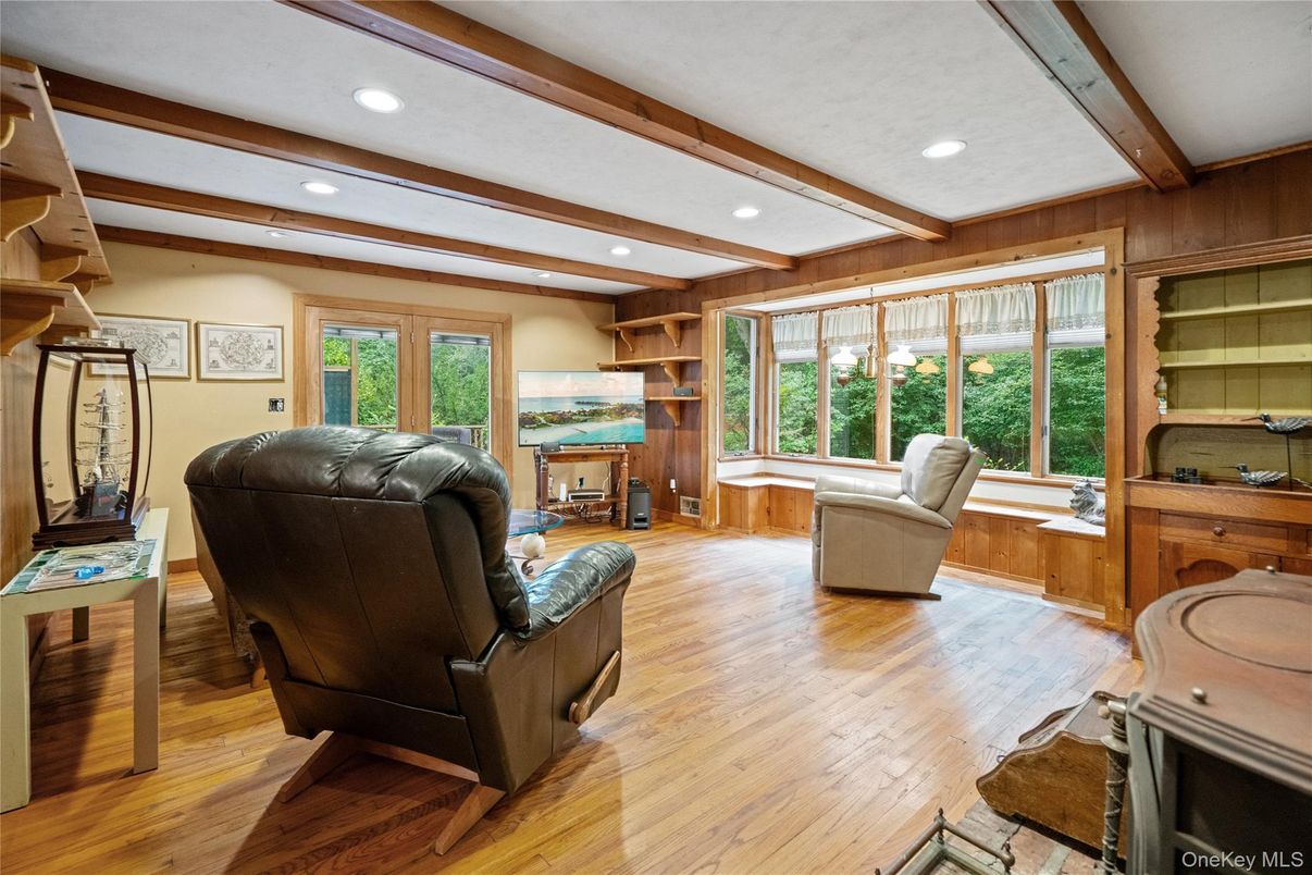 Interior, Recessed Lighting, Wooden Beams, Wood Texture Flooring, Wooden Walls