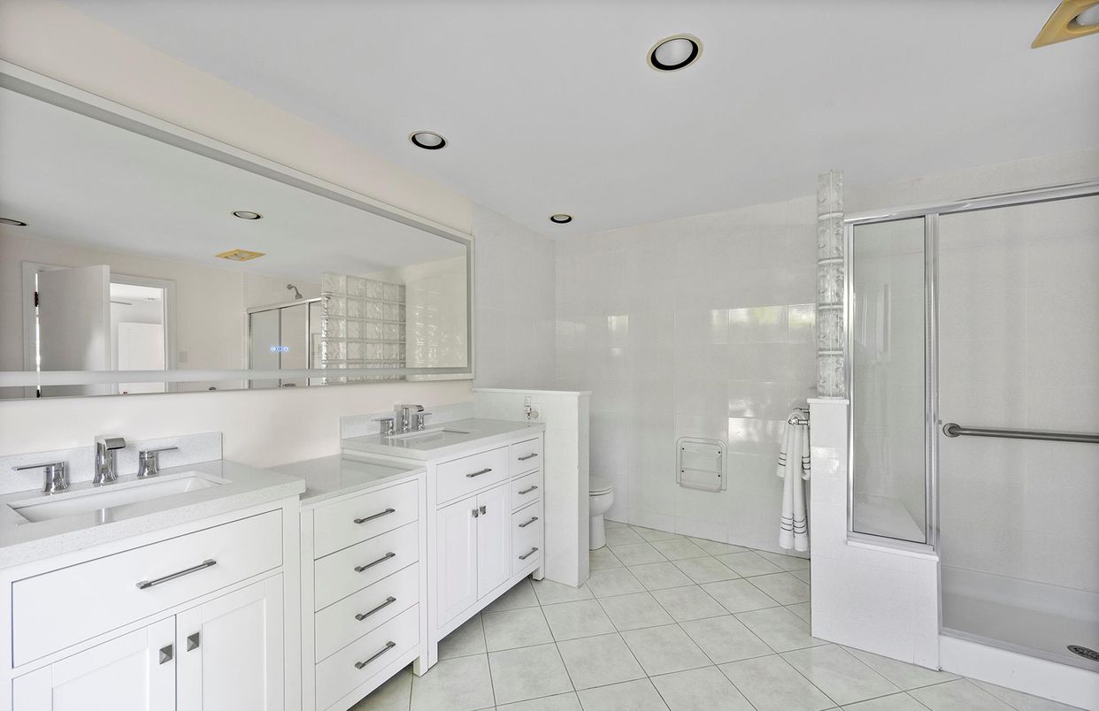 Bathroom, Dual Sink Vanities, Glass Shower, Interior, Recessed Lighting