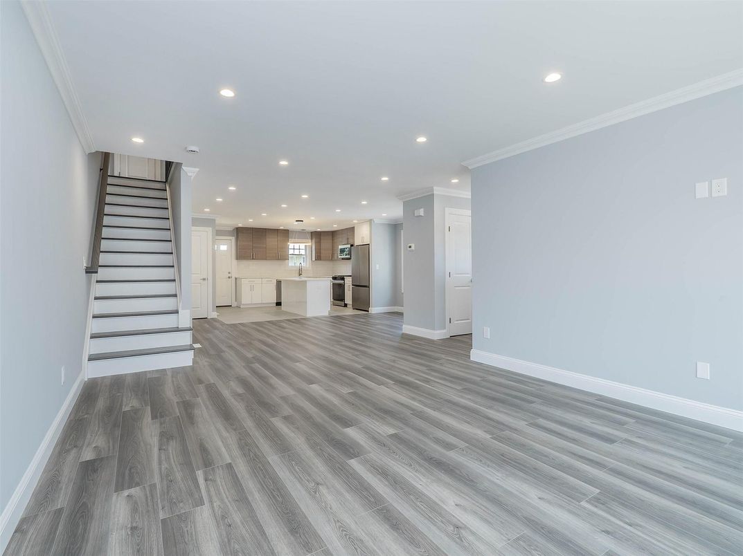 Empty room, Interior, Kitchen, Recessed Lighting, Wood Texture Flooring