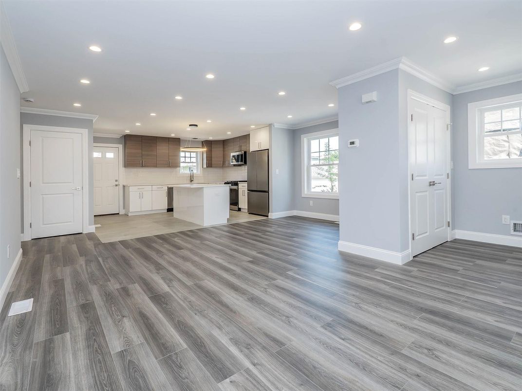 Interior, Kitchen, Pendant Lights, Recessed Lighting, Wood Texture Flooring