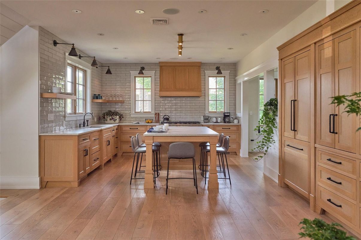 Interior, Kitchen, Recessed Lighting, Wood Texture Flooring