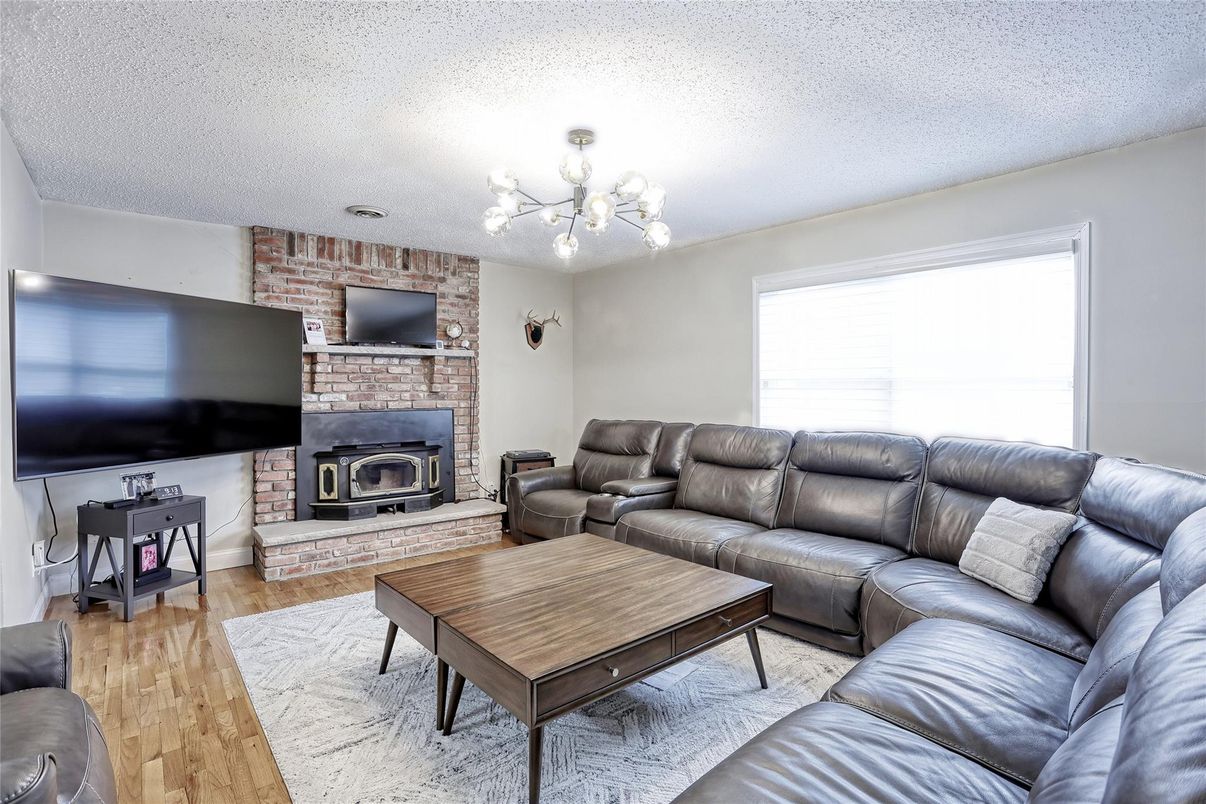 Fireplace, Interior, Living room, Stone Walls, Wood Texture Flooring