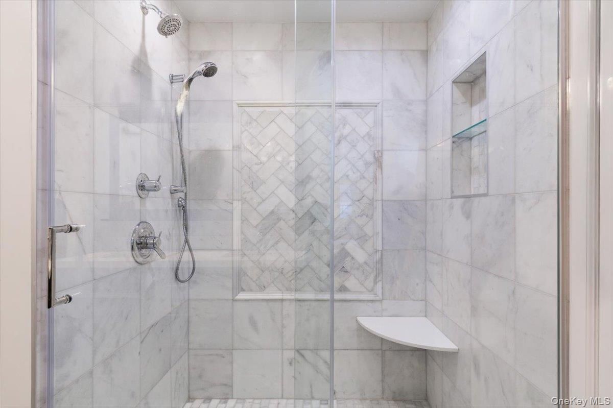 Bathroom, Glass Shower, Interior, Marble Walls