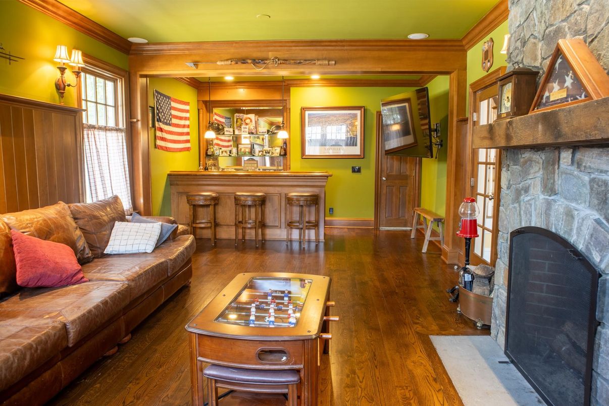 Fireplace, Interior, Recessed Lighting, Wood Texture Flooring