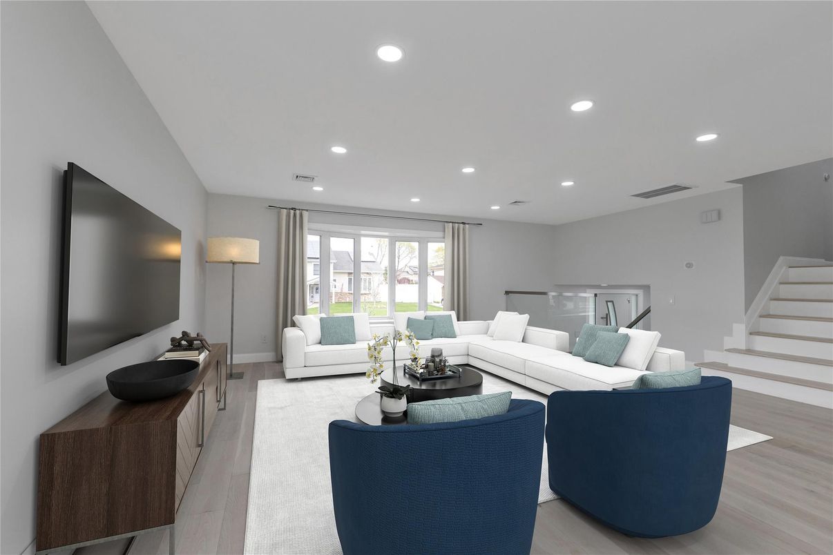 Interior, Living room, Recessed Lighting, Wood Texture Flooring
