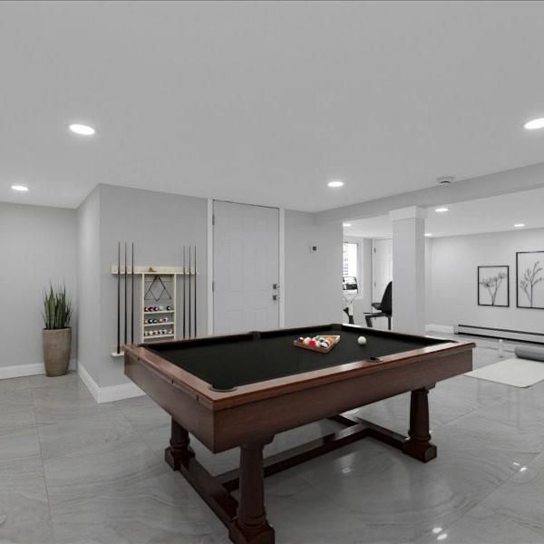 Billiard Table, Game Room, Interior, Recessed Lighting