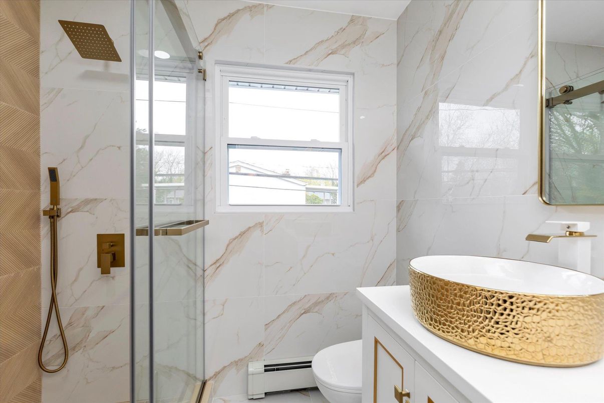 Bathroom, Glass Shower, Interior, Marble Walls