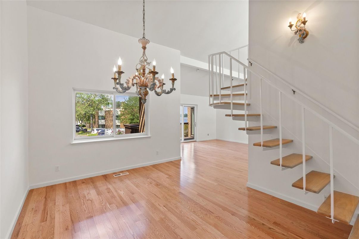 Chandelier, Empty room, Interior, Wood Texture Flooring