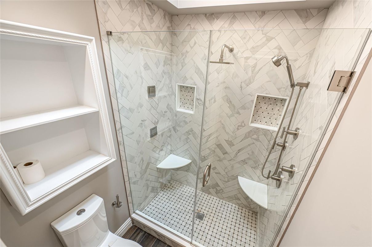 Bathroom, Glass Shower, Interior, Marble Walls